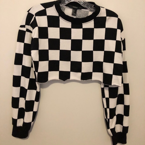 black and white checkered sweater